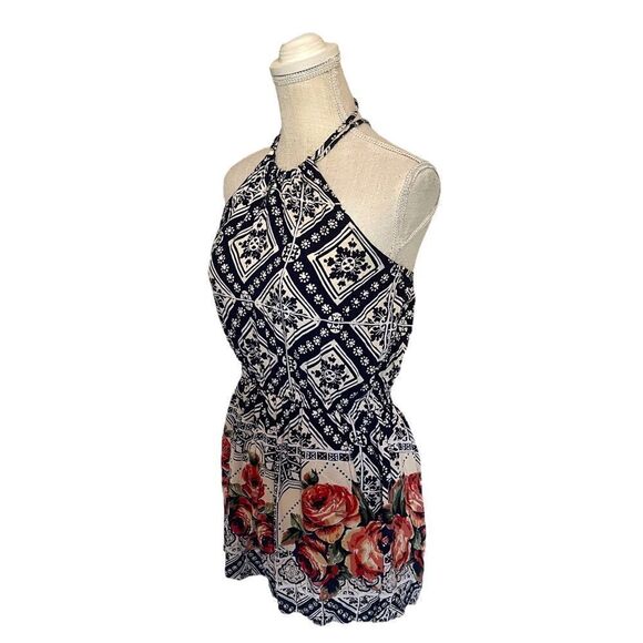 Angie Geometric & Floral Pattern Boho Romper Size Large - Picture 8 of 12